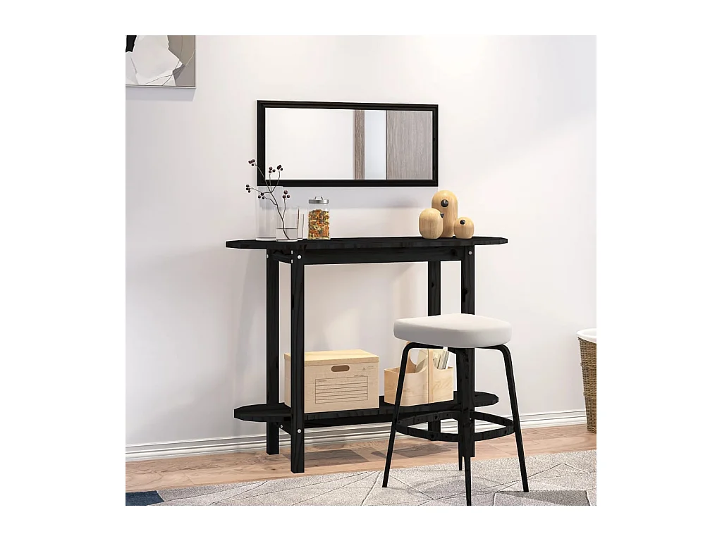 Table console Noir 110x40x80 cm Bois massif de pin