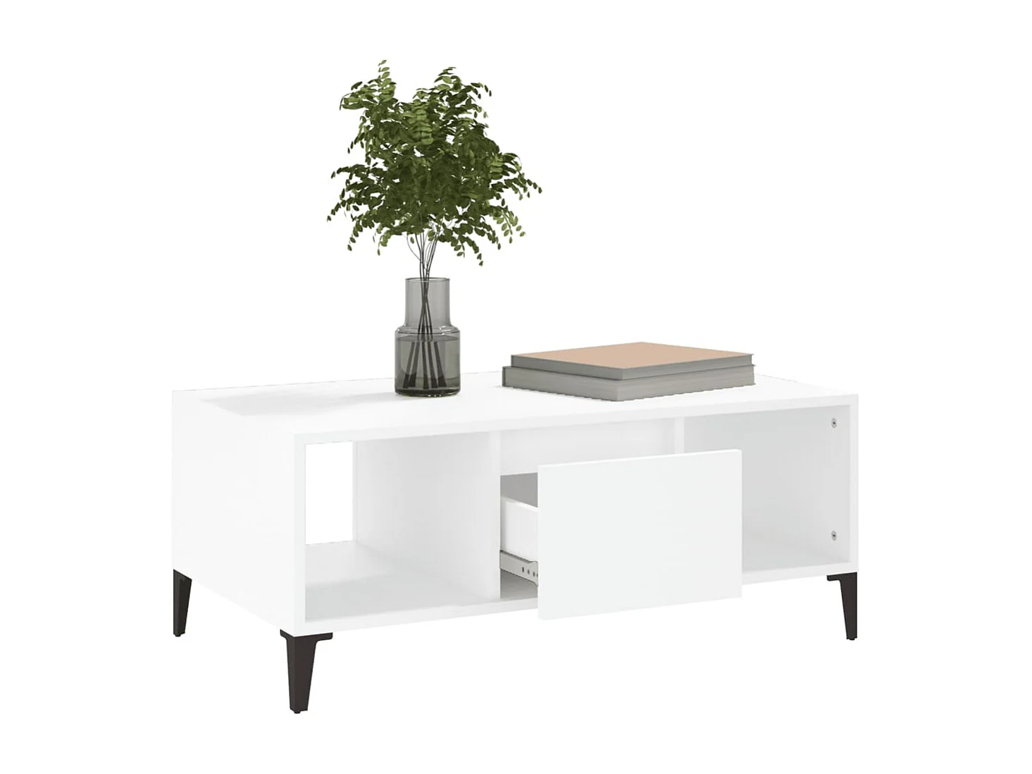 Table basse Blanc 90x50x36,5 cm Bois d'ingénierie