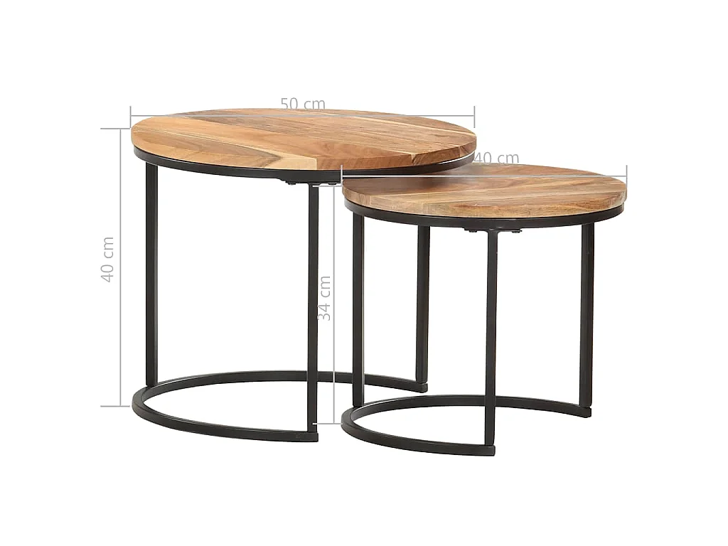 Tables gigognes 2 pcs Bois d'acacia massif