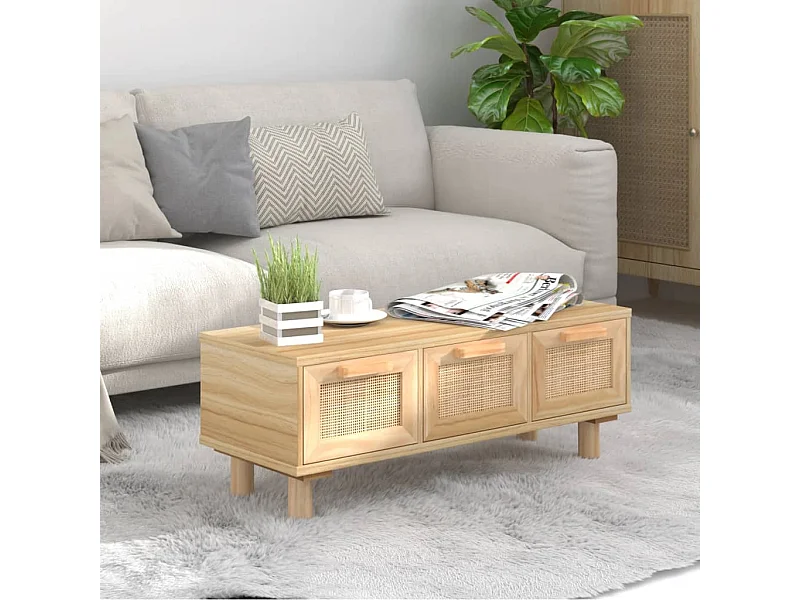 Mesa de centro 80x40x30 cm deriv. madeira/pinho maciço castanho