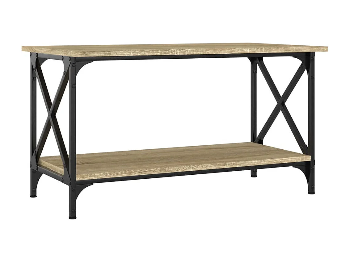 Tavolino Rovere Sonoma 80x45x45 cm in Legno Multistrato e Ferro