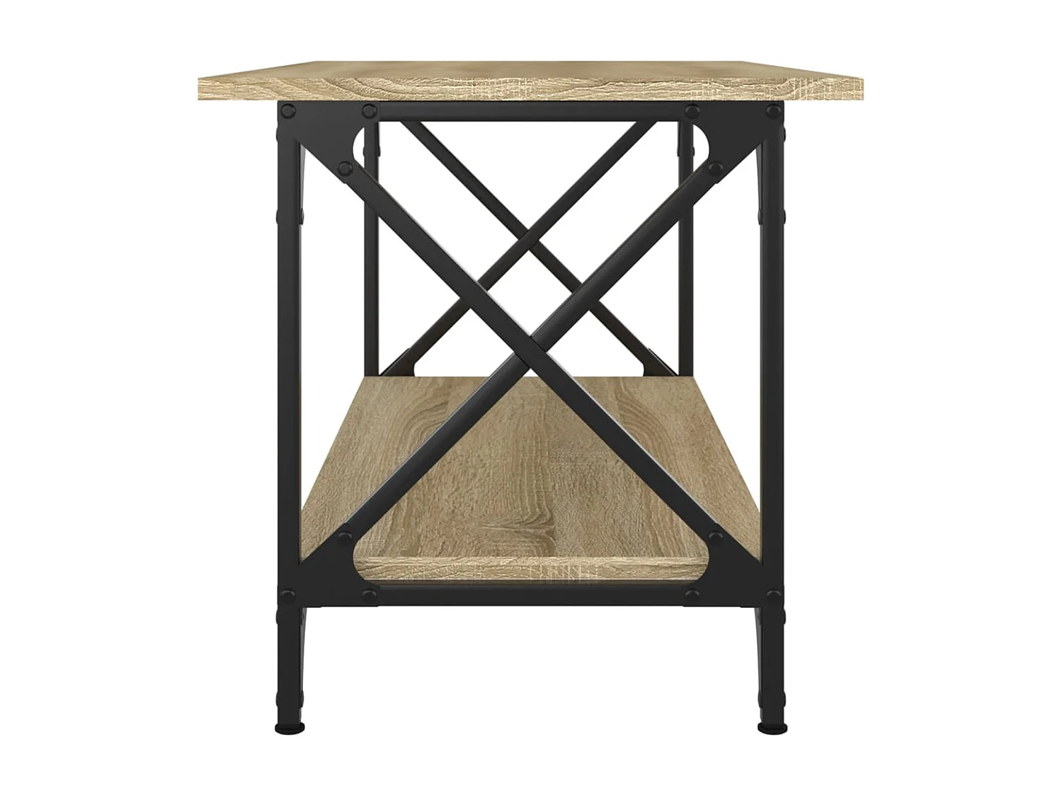 Tavolino Rovere Sonoma 80x45x45 cm in Legno Multistrato e Ferro