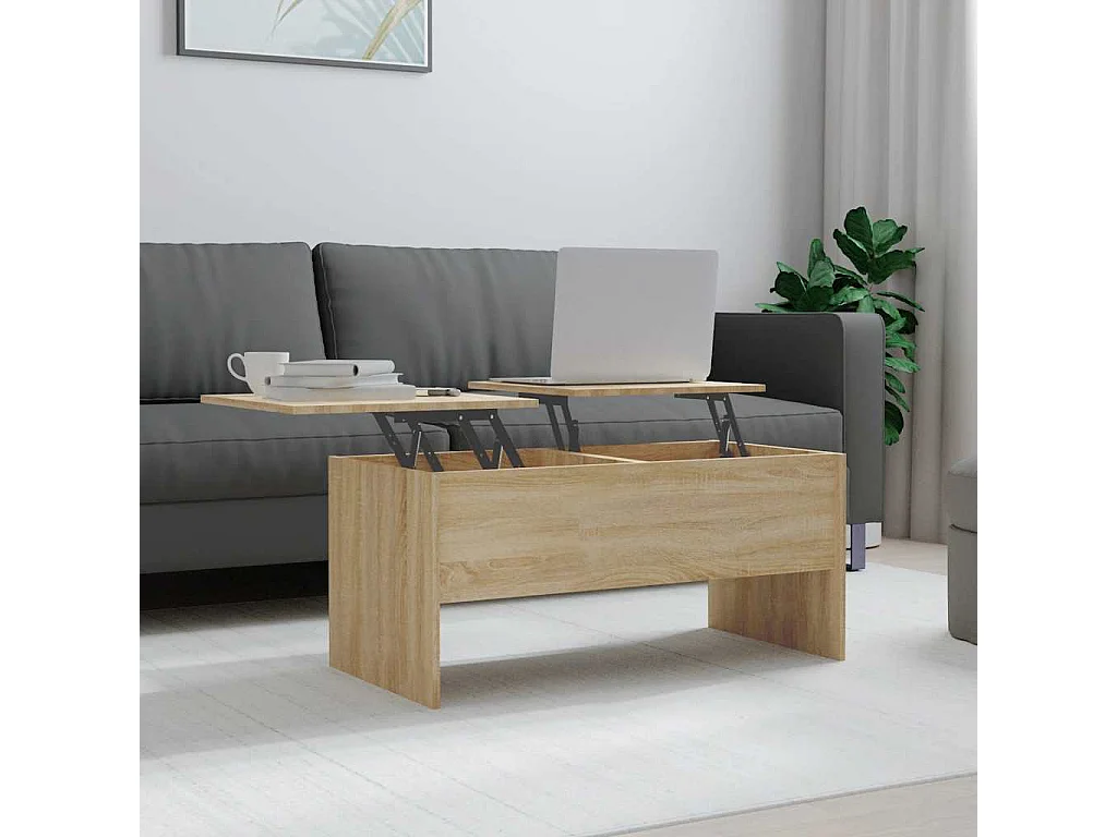 Table basse chêne sonoma 102x50,5x46,5 cm bois d'ingénierie