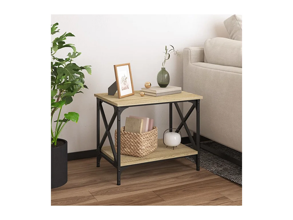 Bijzettafel 55x38x45 cm bewerkt hout sonoma eikenkleurig