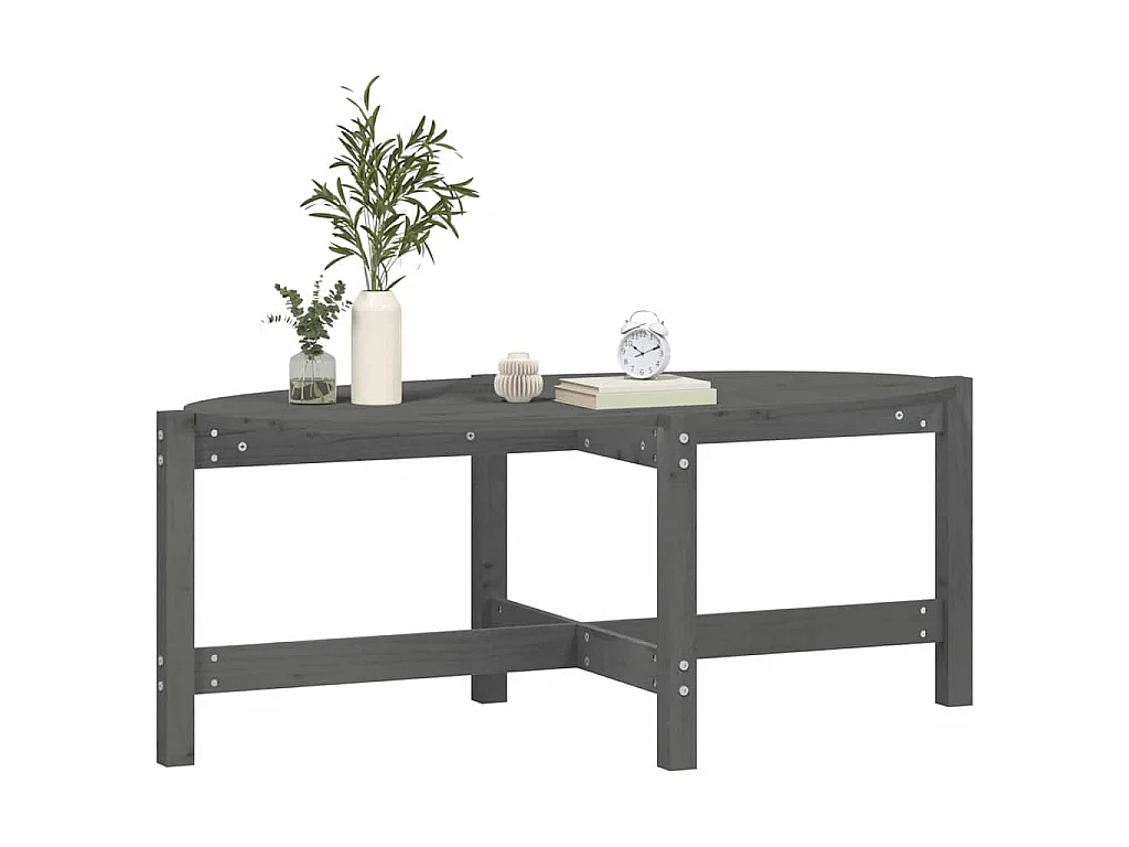 Tavolino da Salotto Grigio 118x63x45 cm Legno Massello di Pino