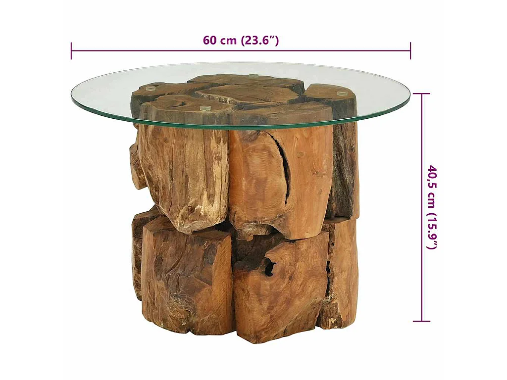 Tavolino da Salotto in Legname Massello di Teak 60 cm