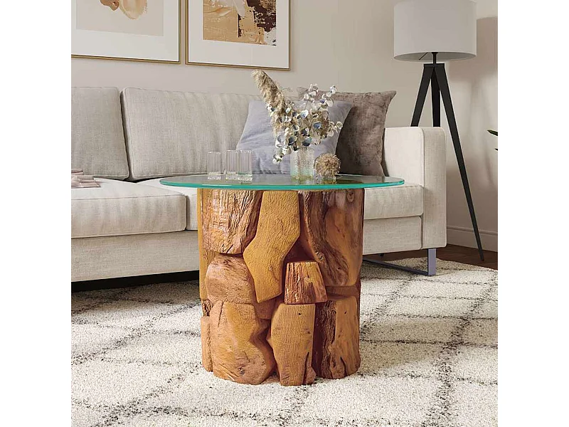 Table basse Bois flottant de teck massif 60 cm