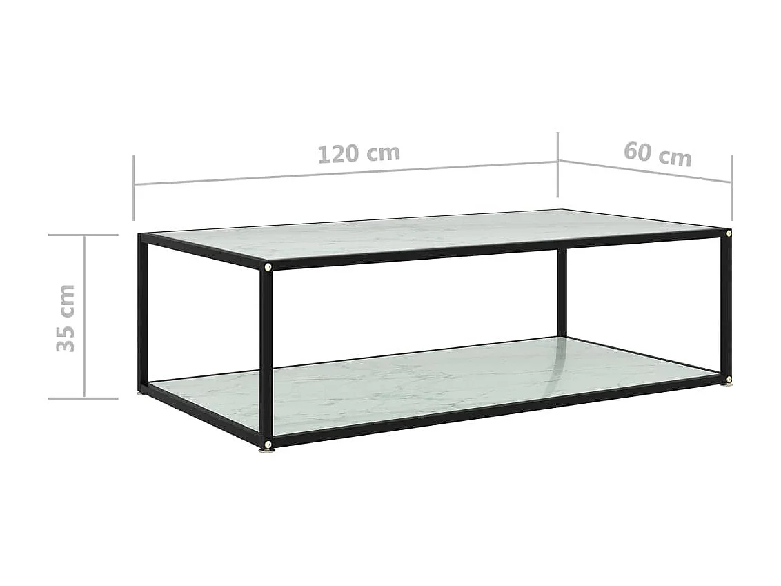 Table basse Blanc 120x60x35 cm Verre trempé