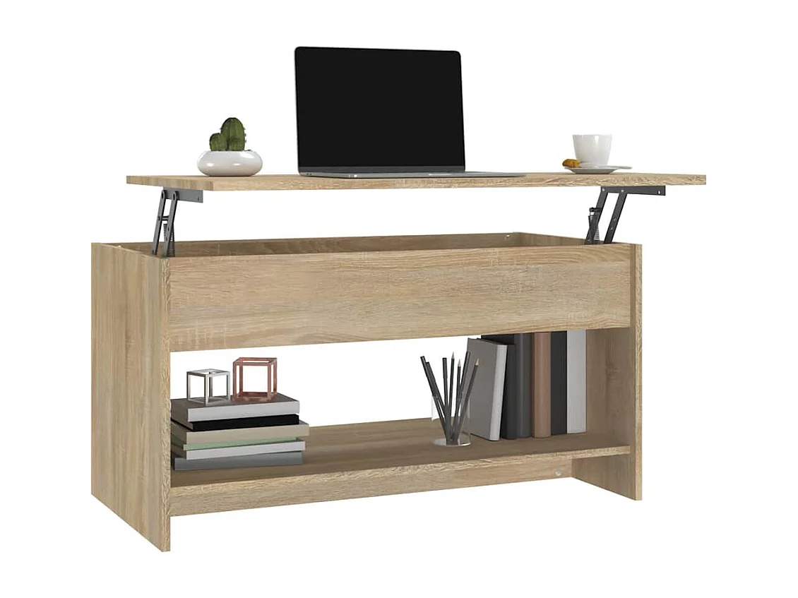 Table basse chêne sonoma 102x50x52,5 cm bois d'ingénierie