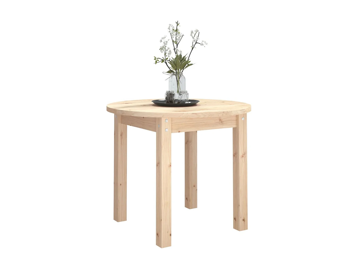 Tavolino da Salotto Ø 55x45 cm in Legno Massello di Pino