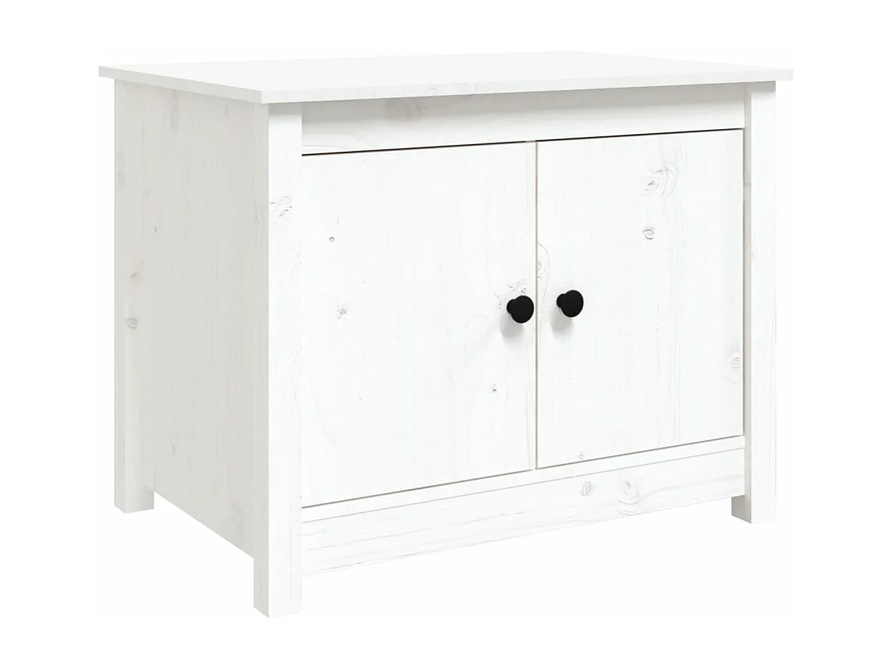 Table basse Blanc 71x49x55 cm Bois massif de pin