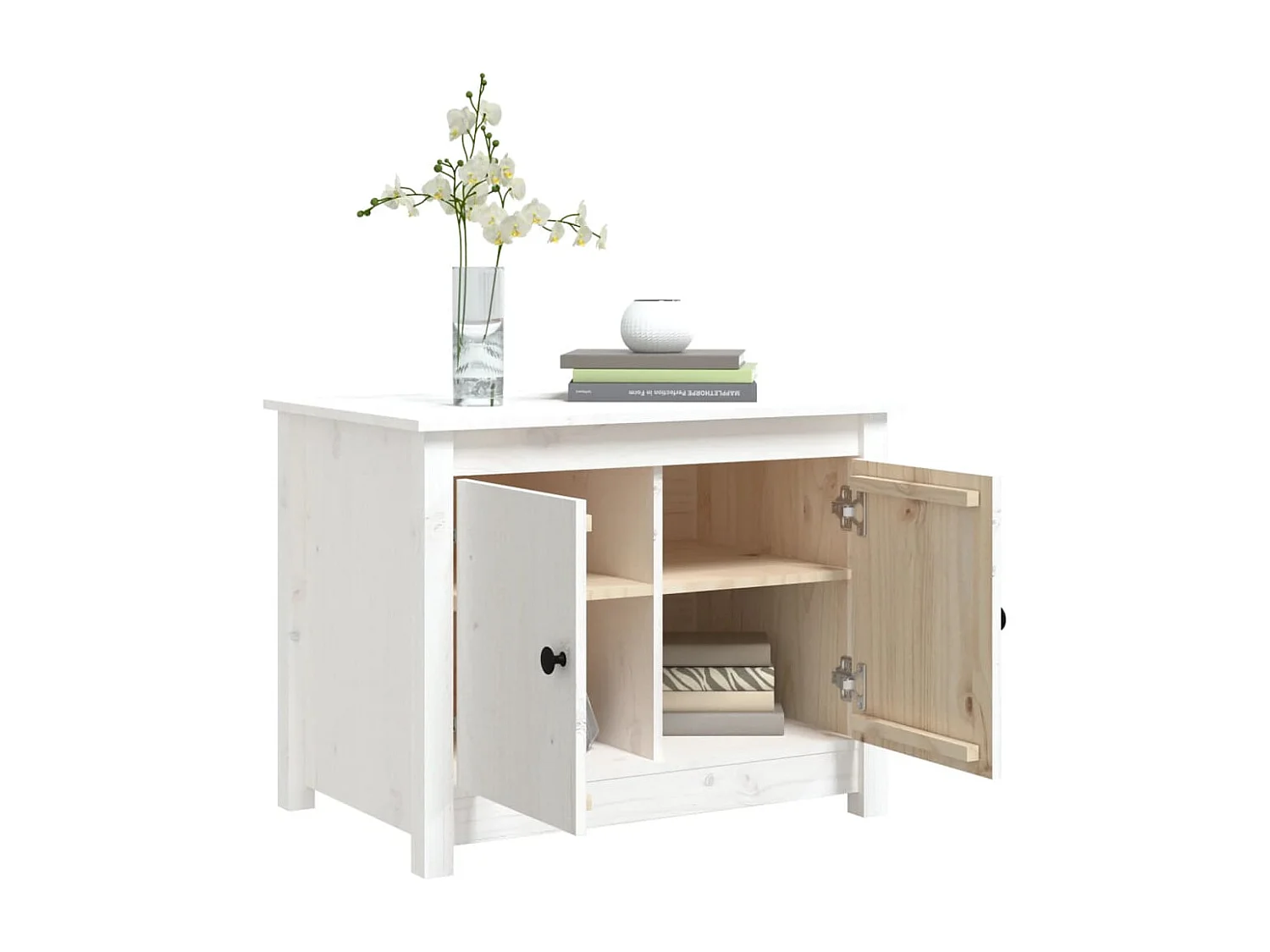 Table basse Blanc 71x49x55 cm Bois massif de pin