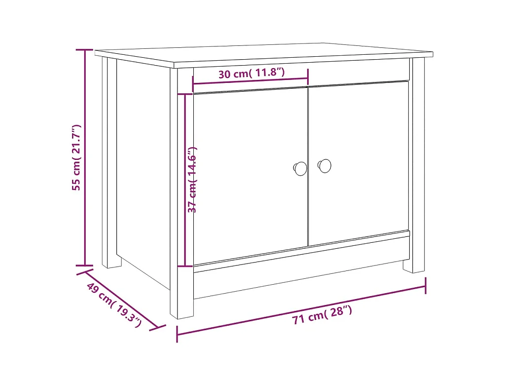 Table basse Blanc 71x49x55 cm Bois massif de pin