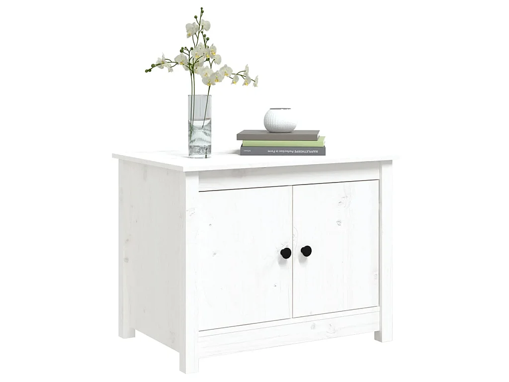 Table basse Blanc 71x49x55 cm Bois massif de pin
