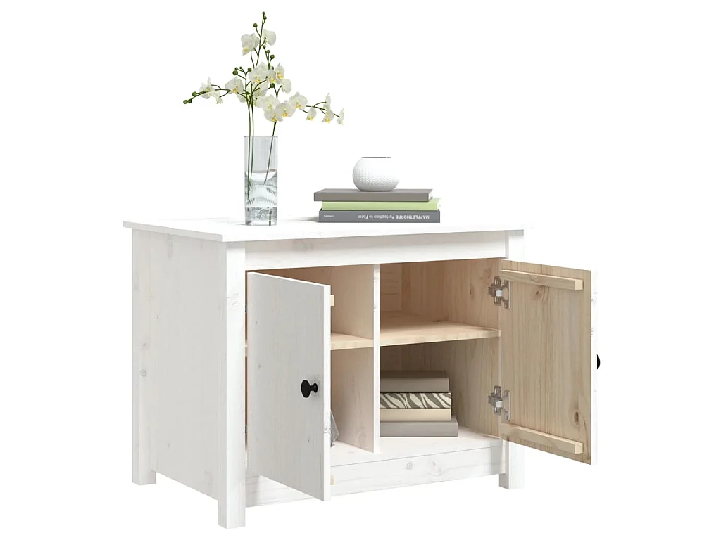 Table basse Blanc 71x49x55 cm Bois massif de pin
