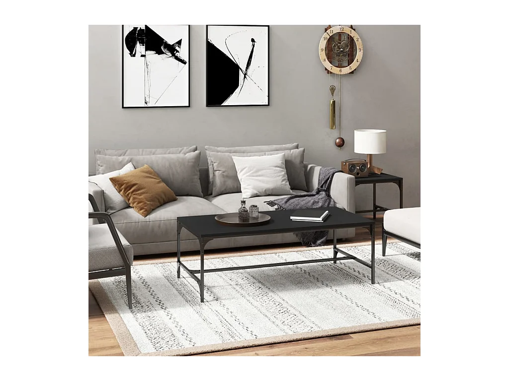Tavolino da Salotto Nero 100x50x35cm Legno Multistrato
