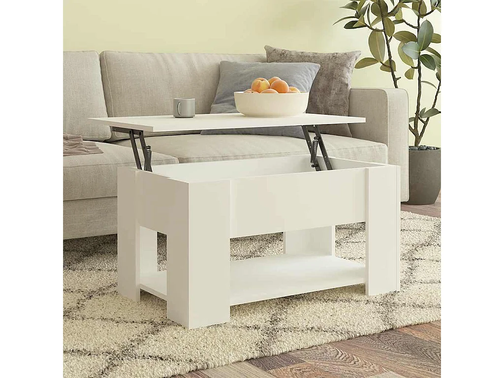 Table basse blanc 79x49x41 cm bois d'ingénierie