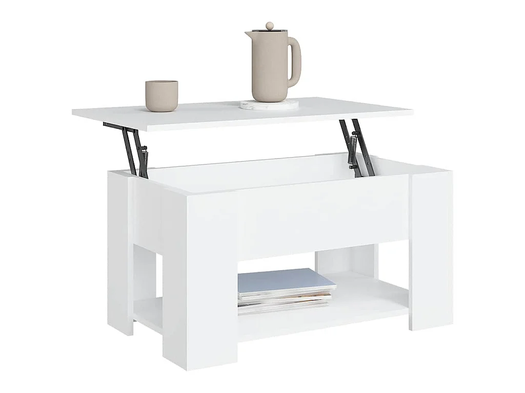 Table basse blanc 79x49x41 cm bois d'ingénierie