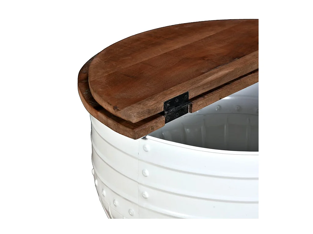 Couchtisch Altholz Massiv Weiß Trommelform