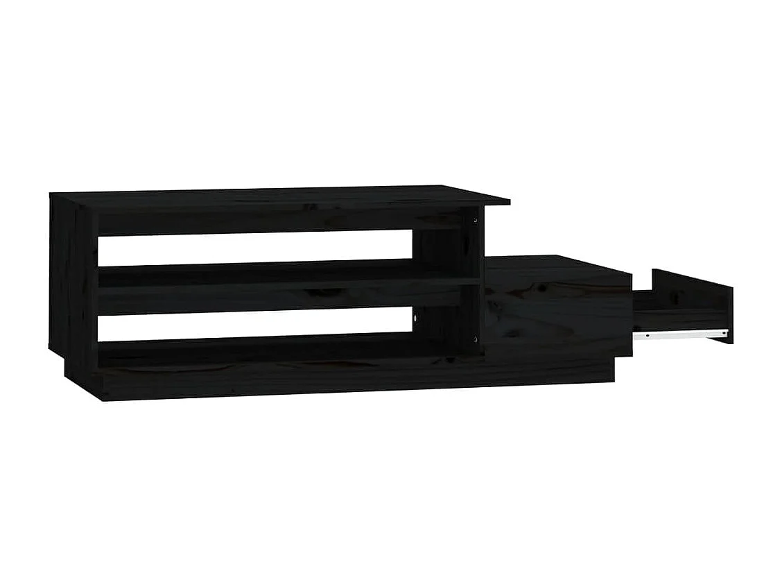 Table basse Noir 120x50x40,5 cm Bois massif de pin
