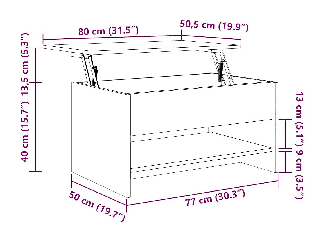 Table basse Chêne sonoma 80x50x40 cm Bois d'ingénierie