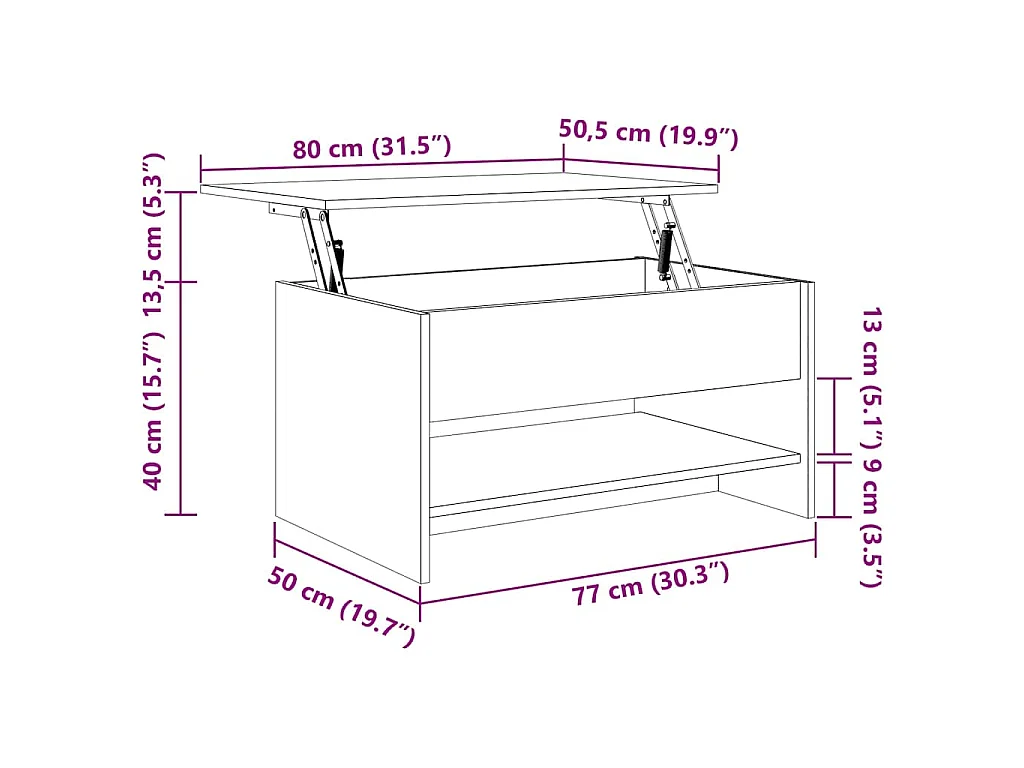 Table basse Chêne sonoma 80x50x40 cm Bois d'ingénierie