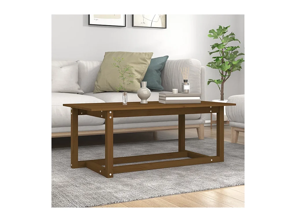 Table basse Marron miel 110x55x45 cm Bois massif de pin