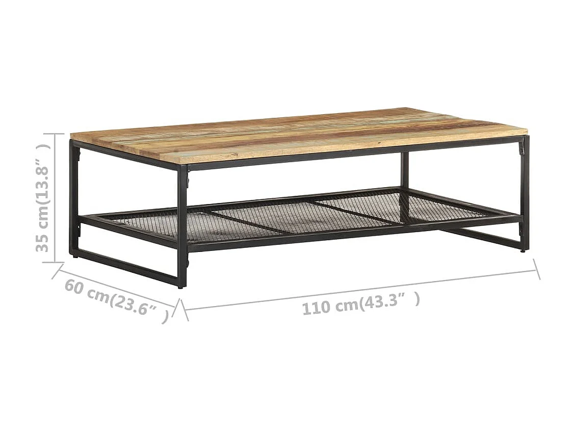 Table basse 110x60x35 cm Bois de récupération massif