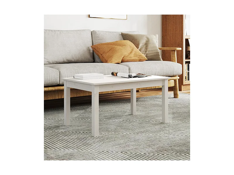 Couchtisch Weiß 80x50x40 cm Massivholz Kiefer