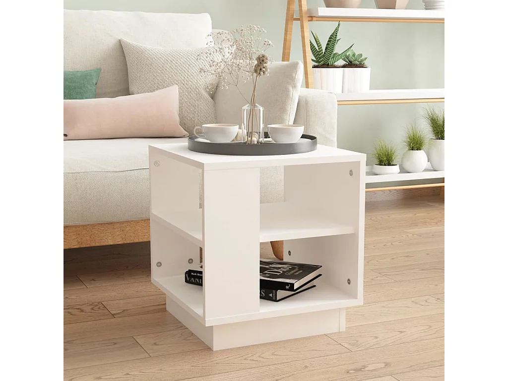 Table basse Blanc 40x40x43 cm Bois d'ingénierie