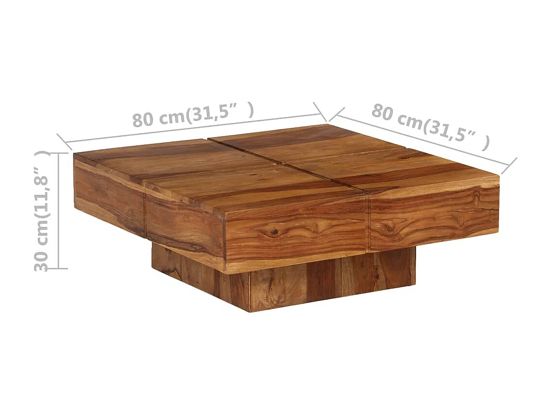 Couchtisch 80x80x30 cm Massivholz Akazie