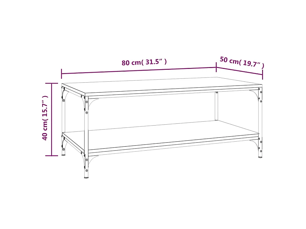 Salontafel 80x50x40 cm bewerkt hout grijs sonoma eiken