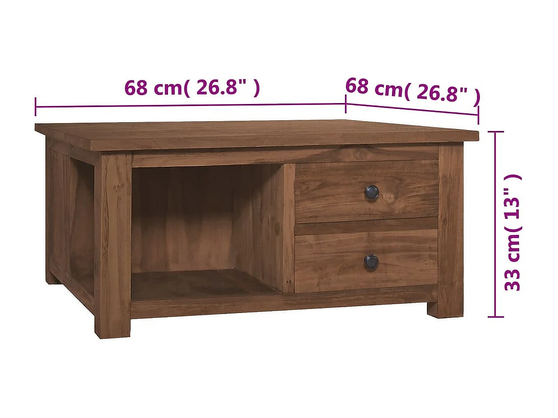 Mesa de centro 68x68x33 cm madeira de teca maciça