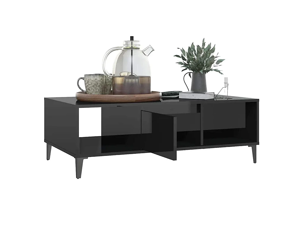 Table basse noir brillant 103,5x60x35 cm bois d'ingénierie