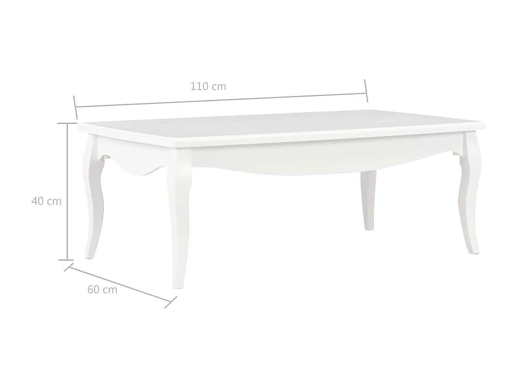 Table basse Blanc 110x60x40 cm Bois de pin massif
