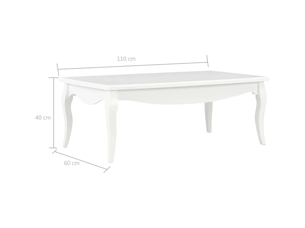 Table basse Blanc 110x60x40 cm Bois de pin massif