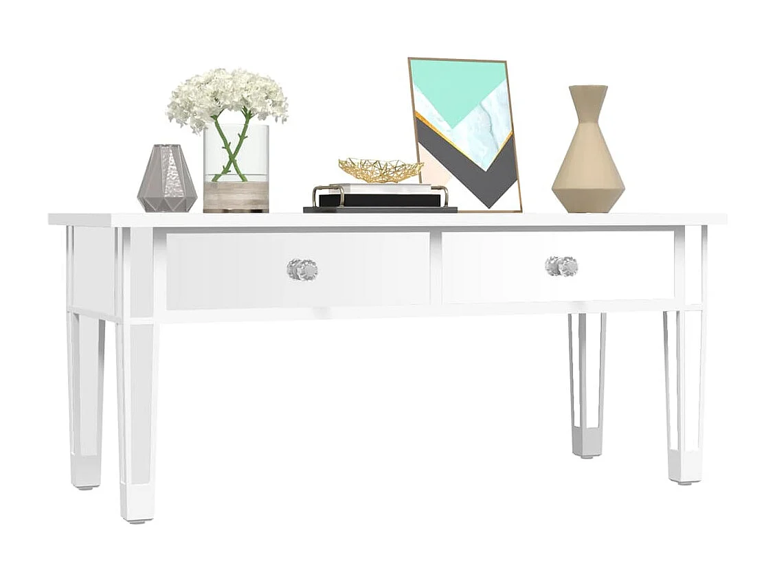 Table basse à miroir 106x45x45 cm Bois d'ingénierie et verre