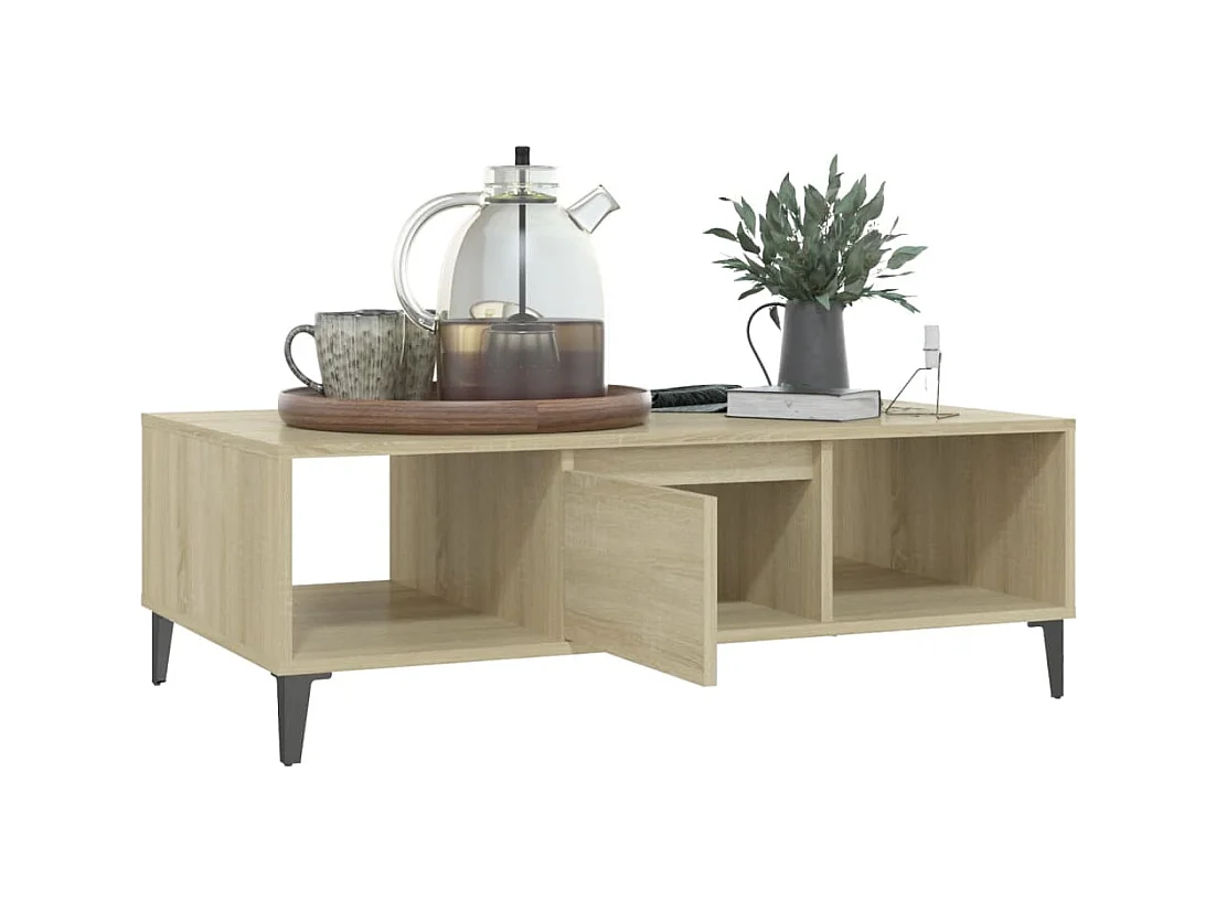 Mesa de centro madera contrachapada color roble 103,5x60x35 cm