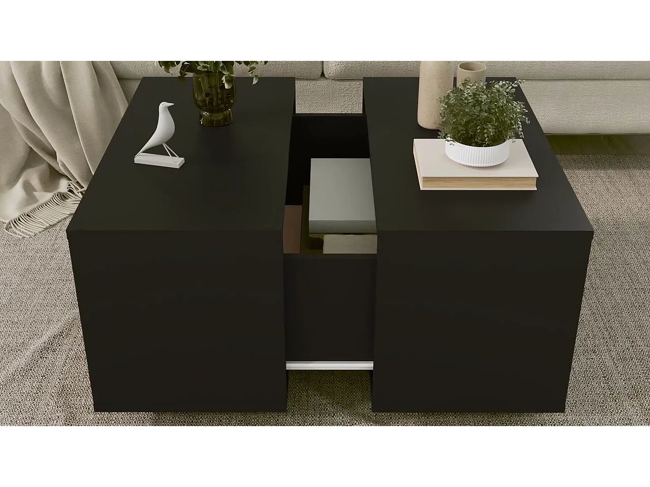 Table basse noir 60x60x38 cm bois d'ingénierie