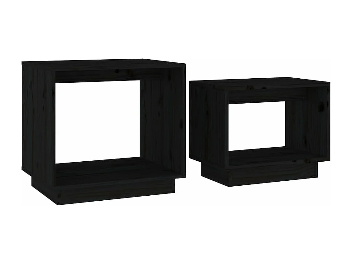 Tables basses gigognes 2 pcs Noir Bois de pin massif