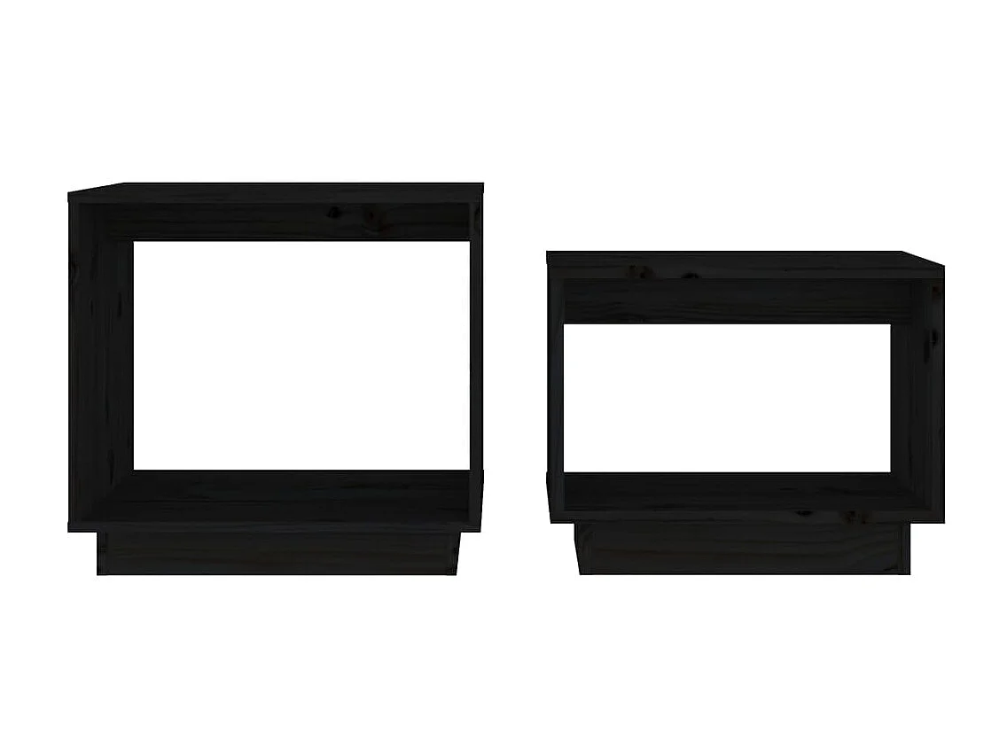 Tables basses gigognes 2 pcs Noir Bois de pin massif