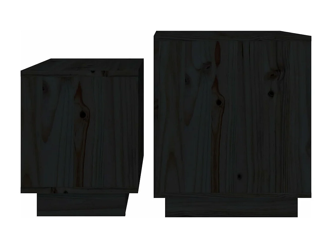 Tables basses gigognes 2 pcs Noir Bois de pin massif