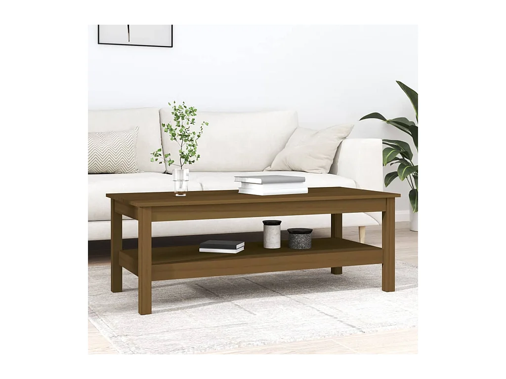 Table basse Marron miel 110x50x40 cm Bois massif de pin
