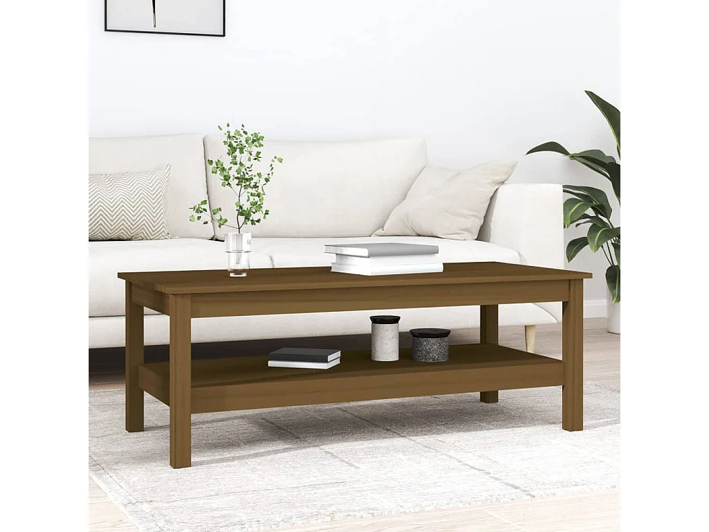 Table basse Marron miel 110x50x40 cm Bois massif de pin