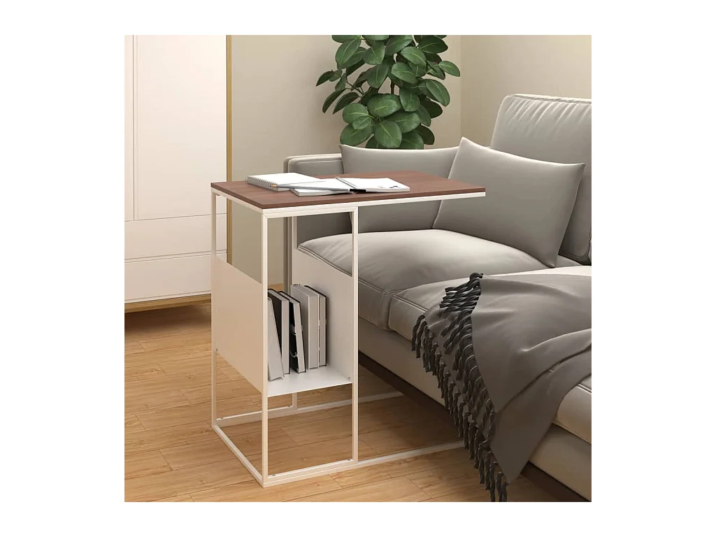 Table d'appoint Blanc 55x36x59,5 cm Bois d'ingénierie