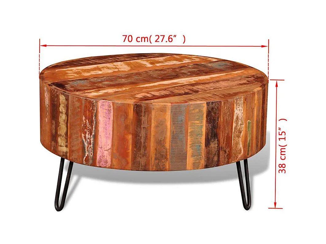 Salontafel rond massief gerecycled hout