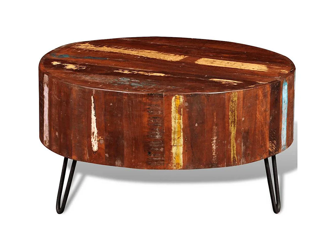 Salontafel rond massief gerecycled hout