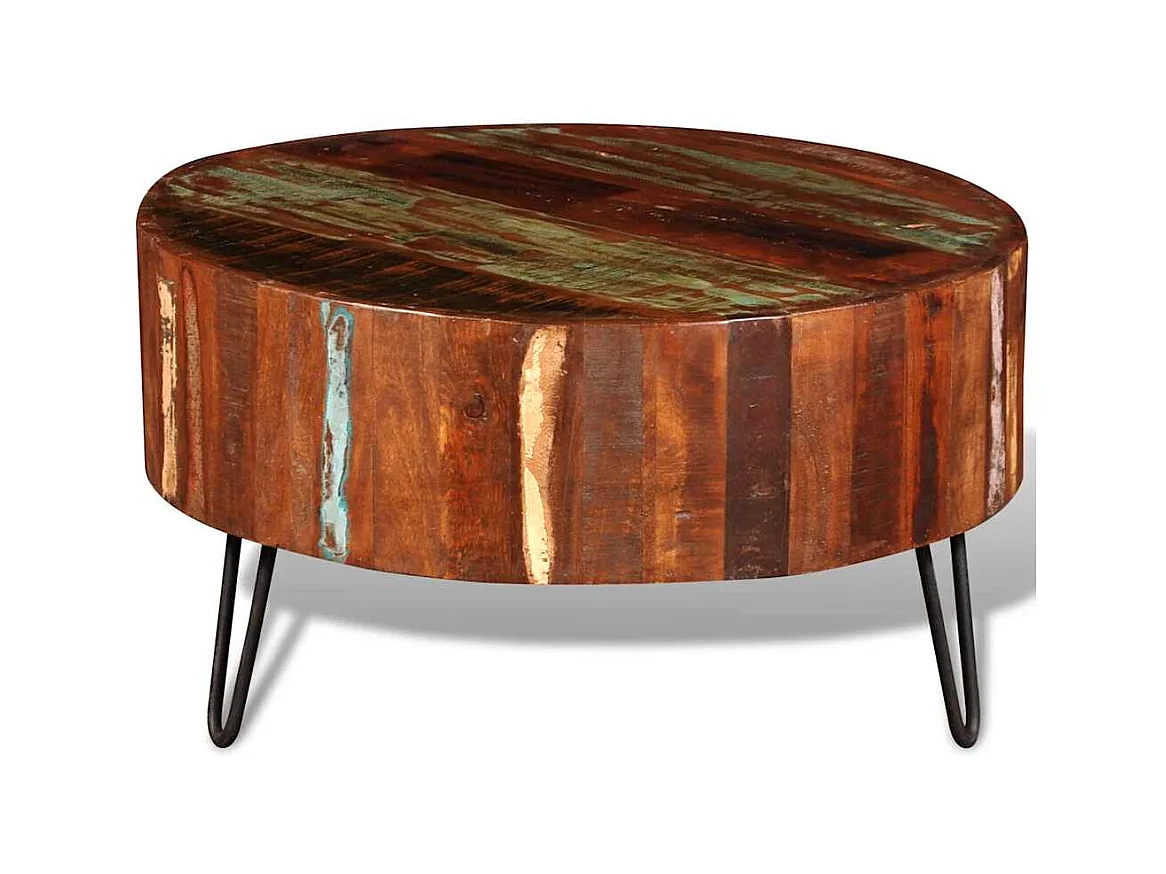 Salontafel rond massief gerecycled hout