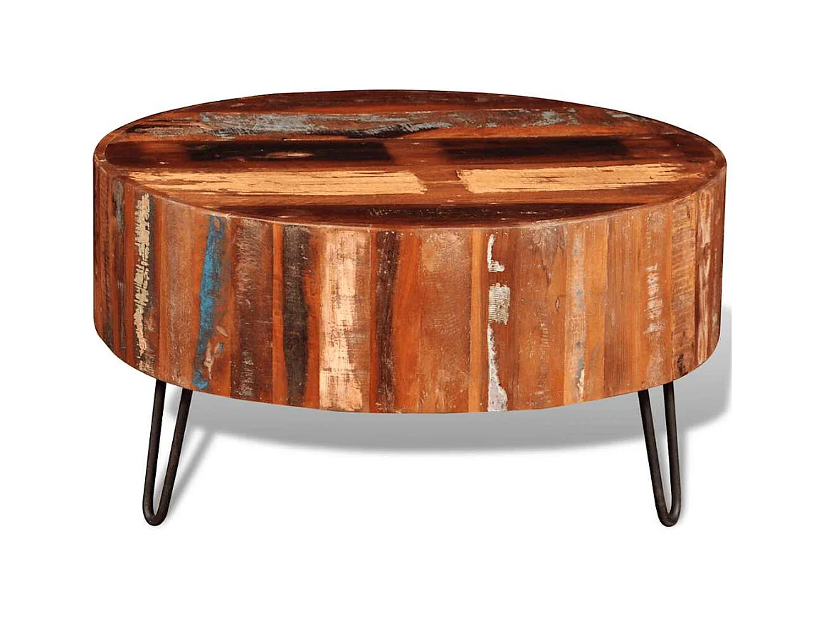 Salontafel rond massief gerecycled hout