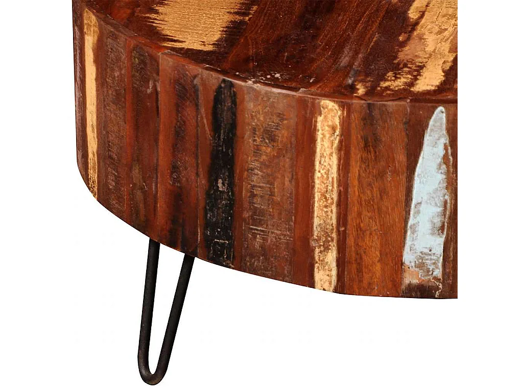 Tavolino da Salotto in Legno Massello di Recupero Rotondo